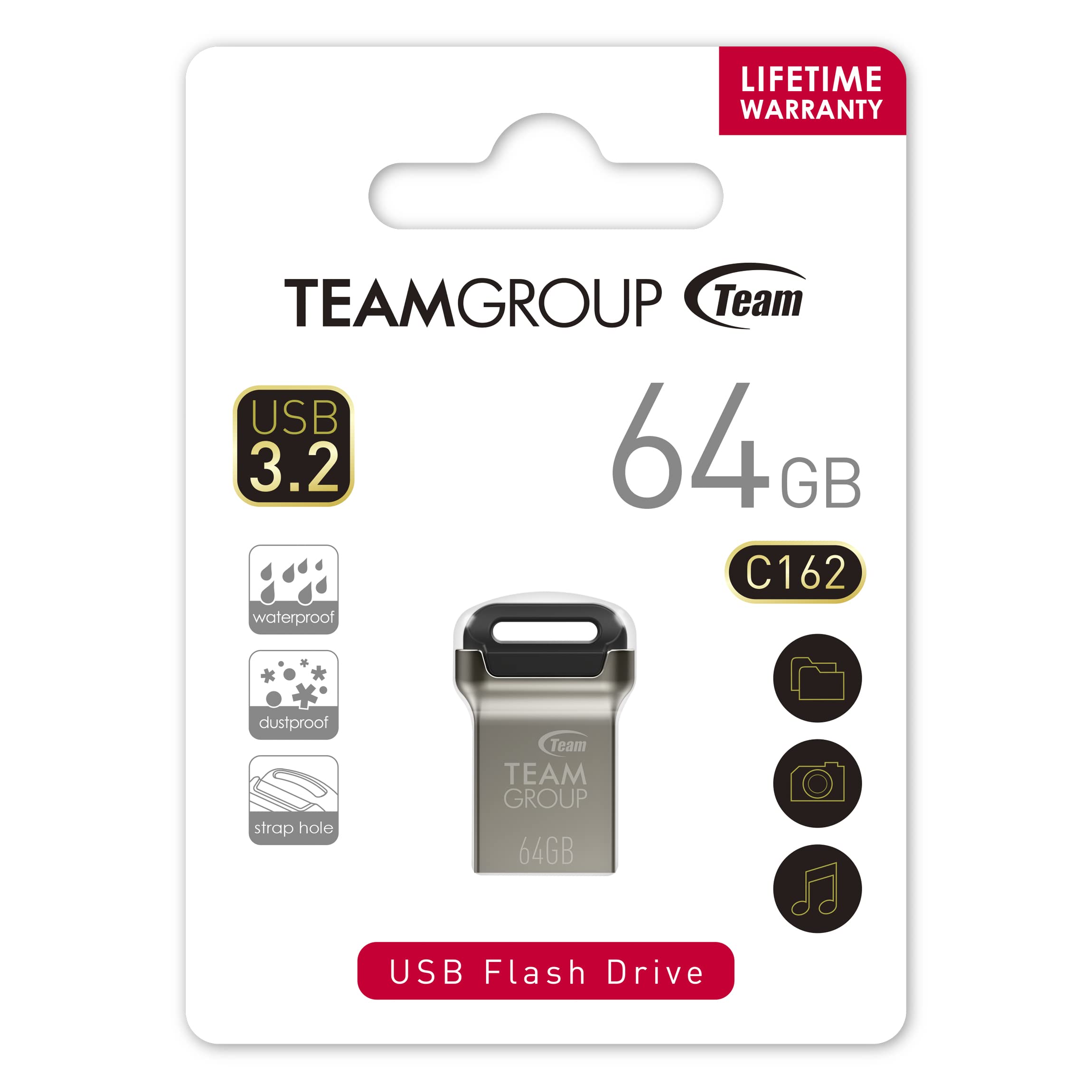 TEAMGROUP C162 64GB USB 3.2 Gen 1 USB 3.1/3.0 Mini Fits Metal Read 100MB/s Flash Thumb Drive External Data Storage Memory Stick Compatible with Computer/Laptop Black TC162364GB01 - Image 8