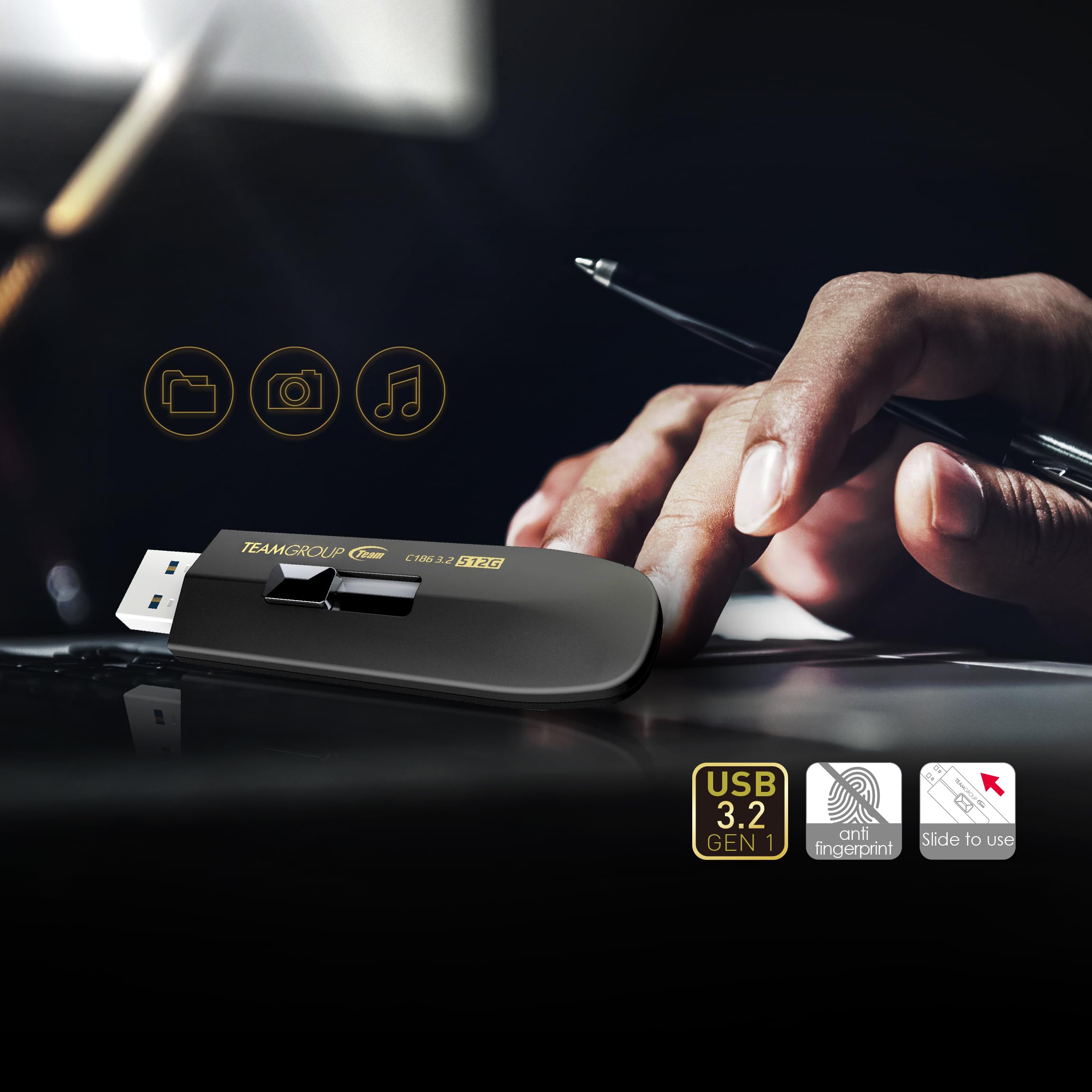 TEAMGROUP C186 1TB USB3.2 Gen 1 (USB 3.1/3.0) Read 100MB/s USB Flash Thumb Drive, External Data Storage Memory Stick Compatible with Computer/Laptop Black TC18631TBB01 - Image 4