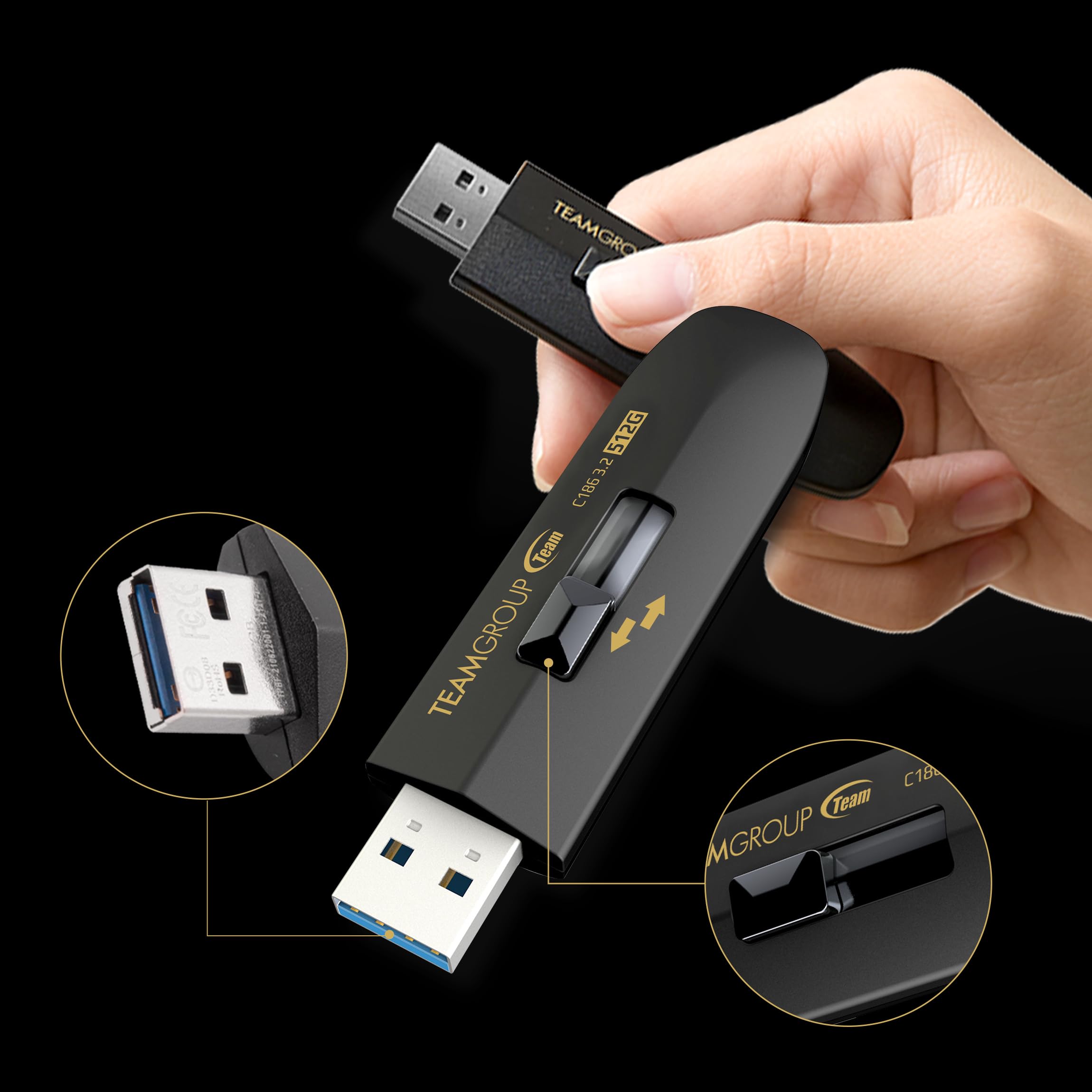 TEAMGROUP C186 1TB USB3.2 Gen 1 (USB 3.1/3.0) Read 100MB/s USB Flash Thumb Drive, External Data Storage Memory Stick Compatible with Computer/Laptop Black TC18631TBB01 - Image 6