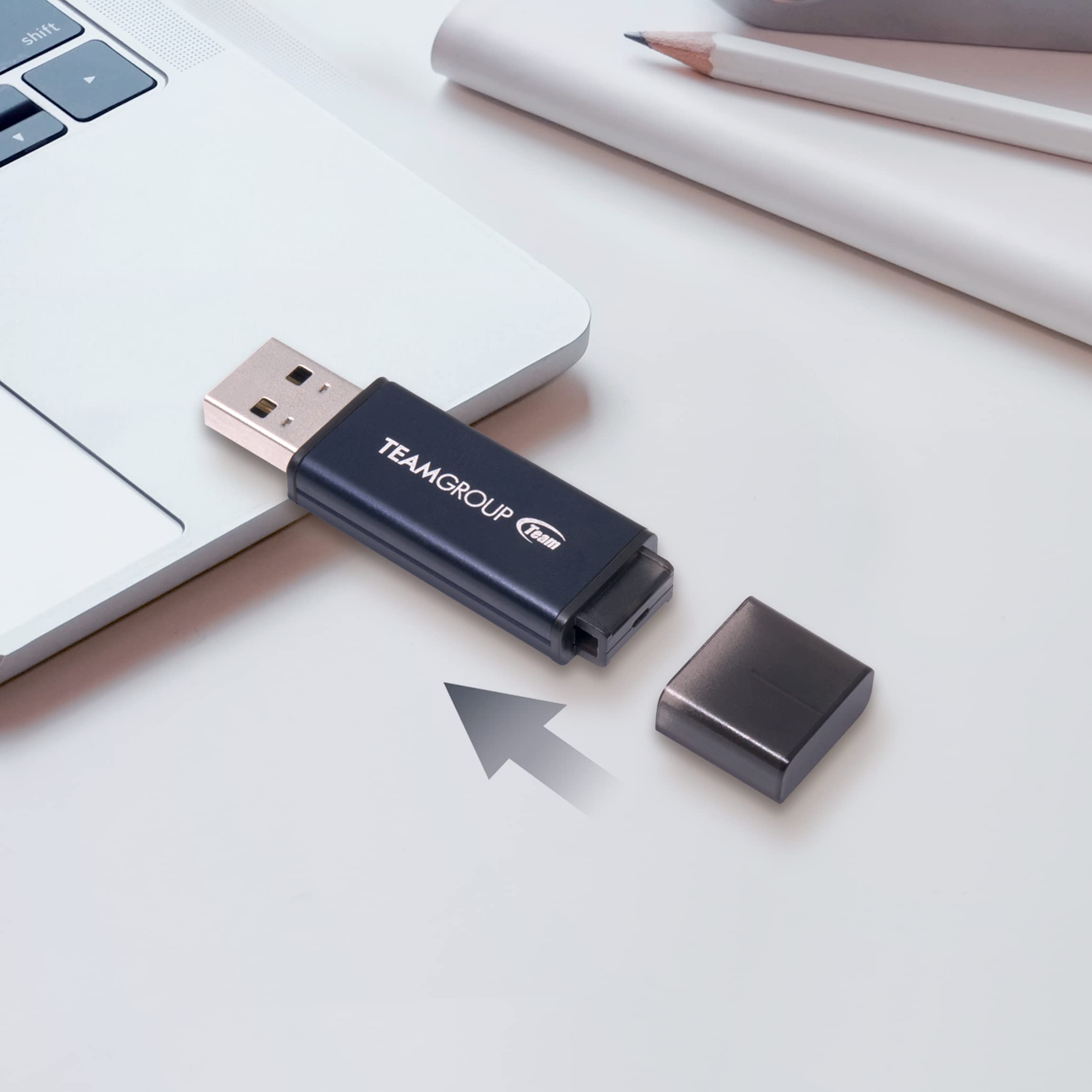 TEAMGROUP C211 128GB USB 3.2 Gen1 3.1/3.0, Aluminum Alloy Read 100MB/s Flash Thumb Drive for Computer/Laptop Navy Blue TC2113128GL01 - Image 4