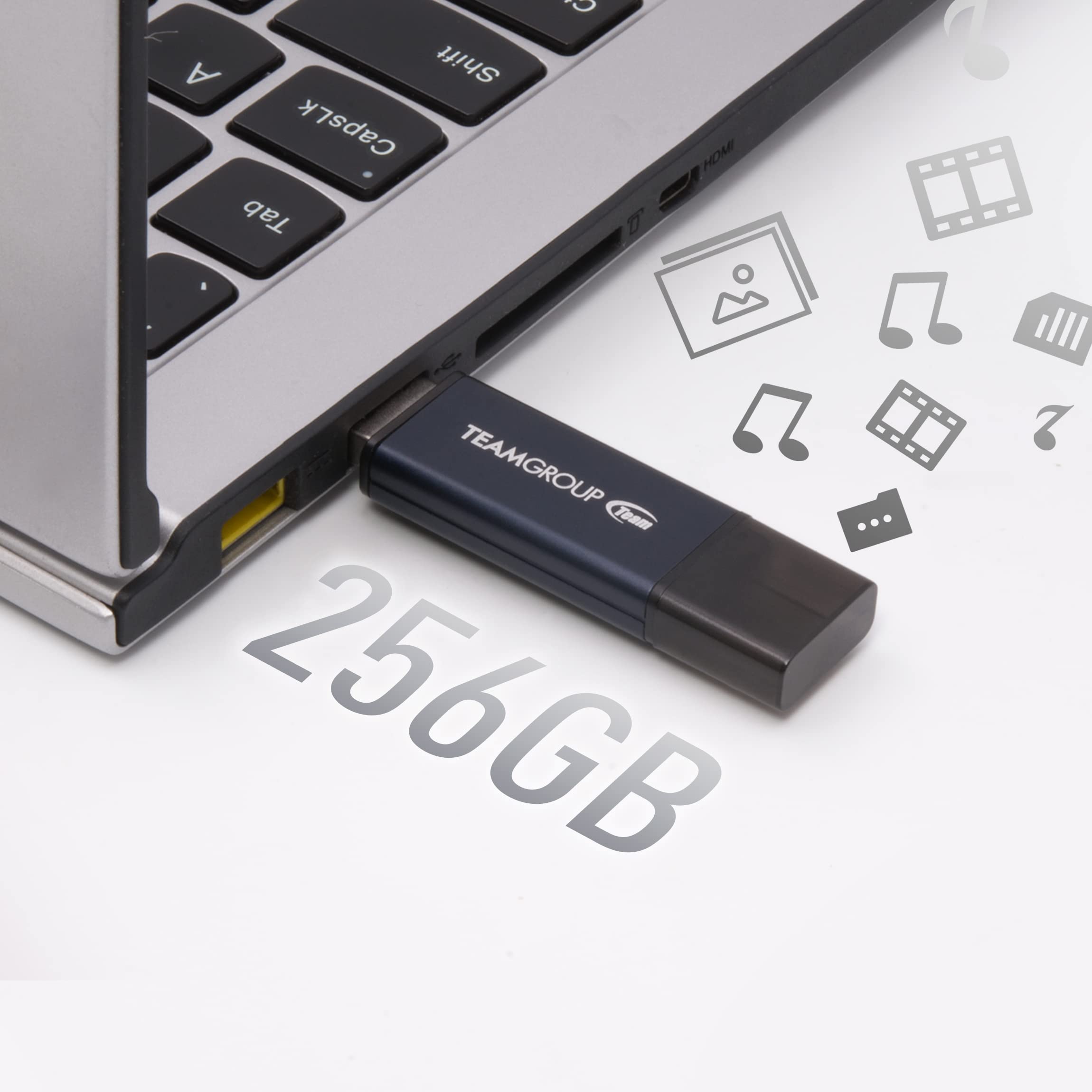 TEAMGROUP C211 128GB USB 3.2 Gen1 3.1/3.0, Aluminum Alloy Read 100MB/s Flash Thumb Drive for Computer/Laptop Navy Blue TC2113128GL01 - Image 5