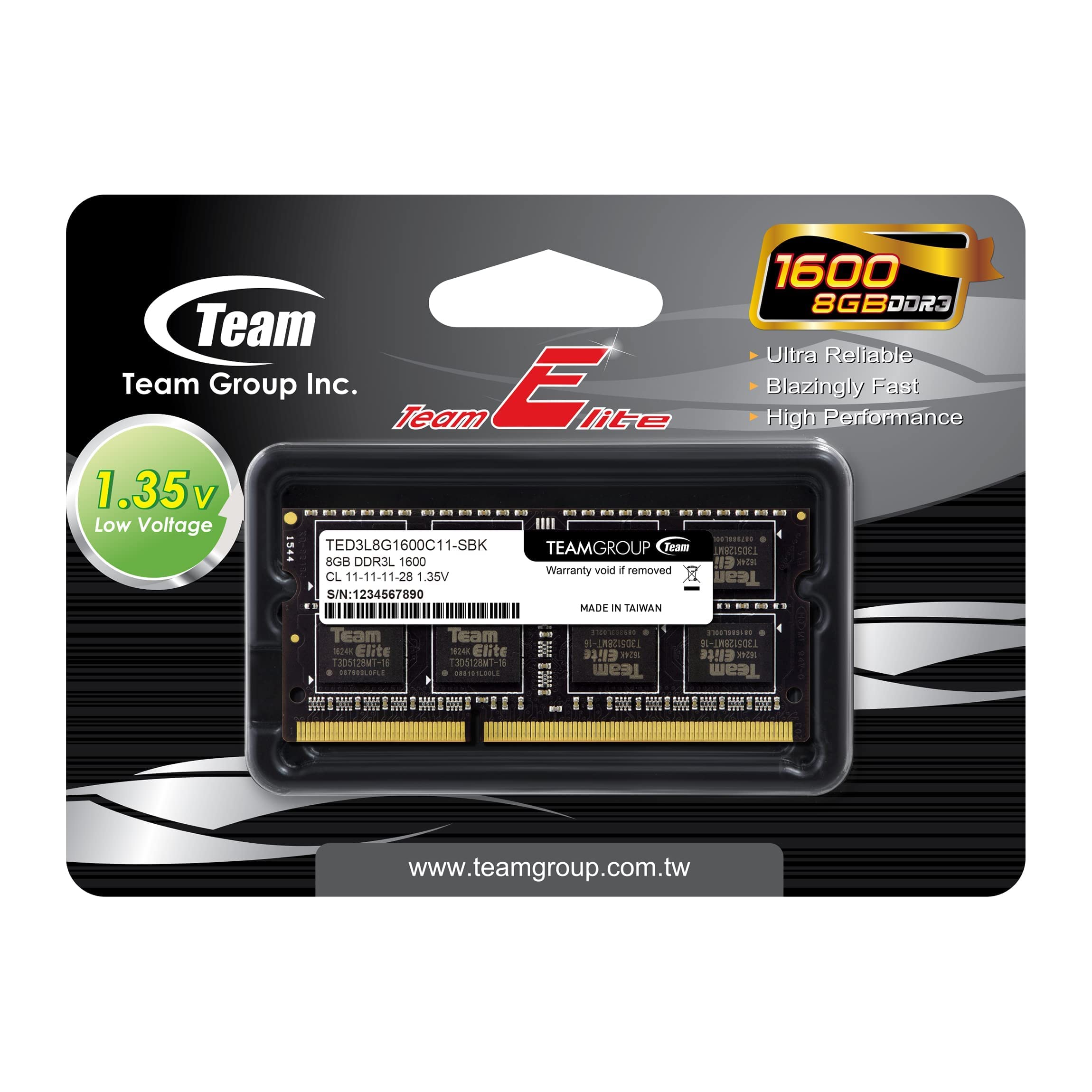 TEAMGROUP Elite DDR3L 8GB Single 1600MHz PC3-12800 CL11 Unbuffered Non-ECC 1.35V SODIMM 204-Pin Laptop Notebook PC Computer Memory Module Ram Upgrade - TED3L8G1600C11-S01 - Image 3