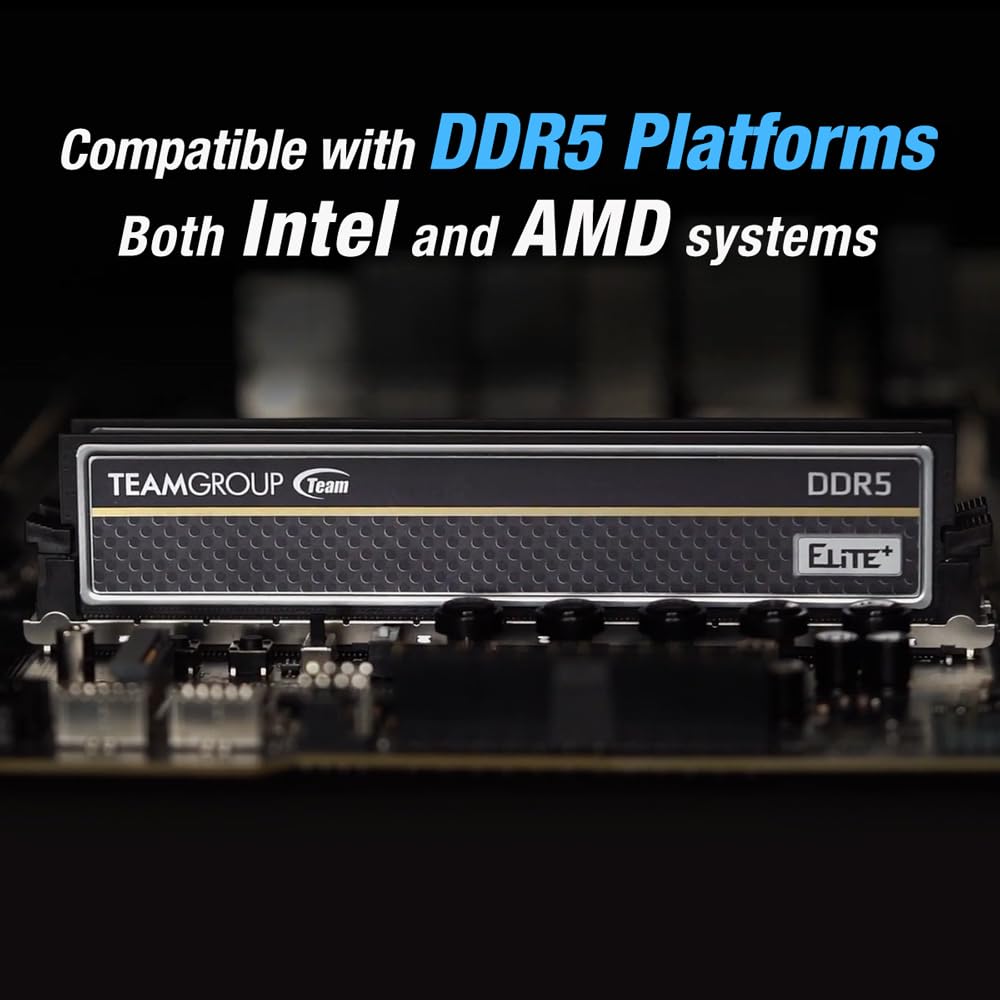 TEAMGROUP Elite Plus DDR5 32GB (2x16GB) 6400MHz PC5-51200 CL52 Unbuffered Non-ECC 1.1V UDIMM 288 Pin Desktop Memory Module Ram (Black) - TPBD532G6400HC52DC01 - Image 4