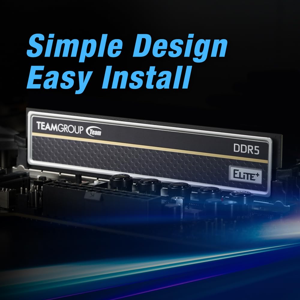 TEAMGROUP Elite Plus DDR5 32GB (2x16GB) 6400MHz PC5-51200 CL52 Unbuffered Non-ECC 1.1V UDIMM 288 Pin Desktop Memory Module Ram (Black) - TPBD532G6400HC52DC01 - Image 5