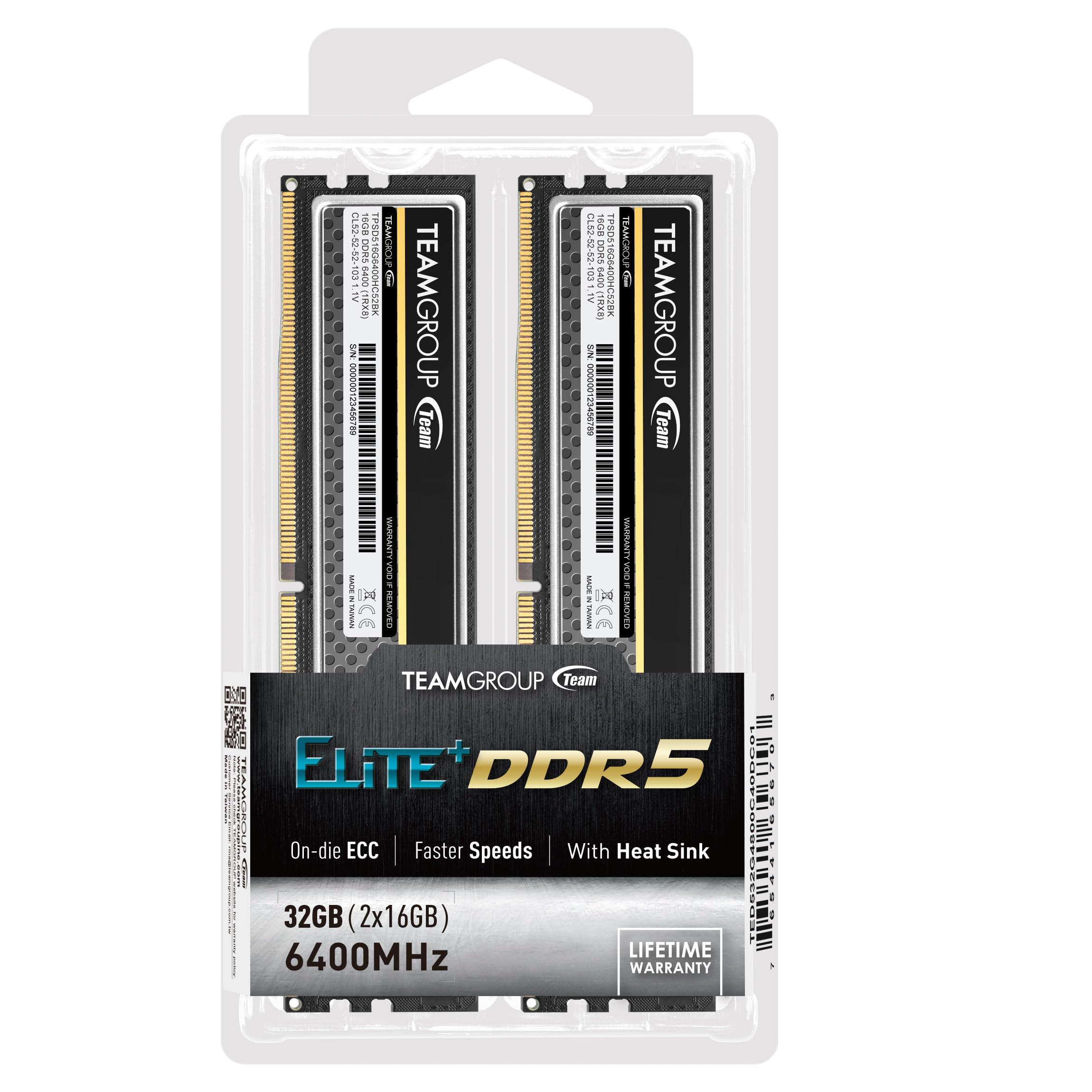 TEAMGROUP Elite Plus DDR5 32GB (2x16GB) 6400MHz PC5-51200 CL52 Unbuffered Non-ECC 1.1V UDIMM 288 Pin Desktop Memory Module Ram (Black) - TPBD532G6400HC52DC01 - Image 8