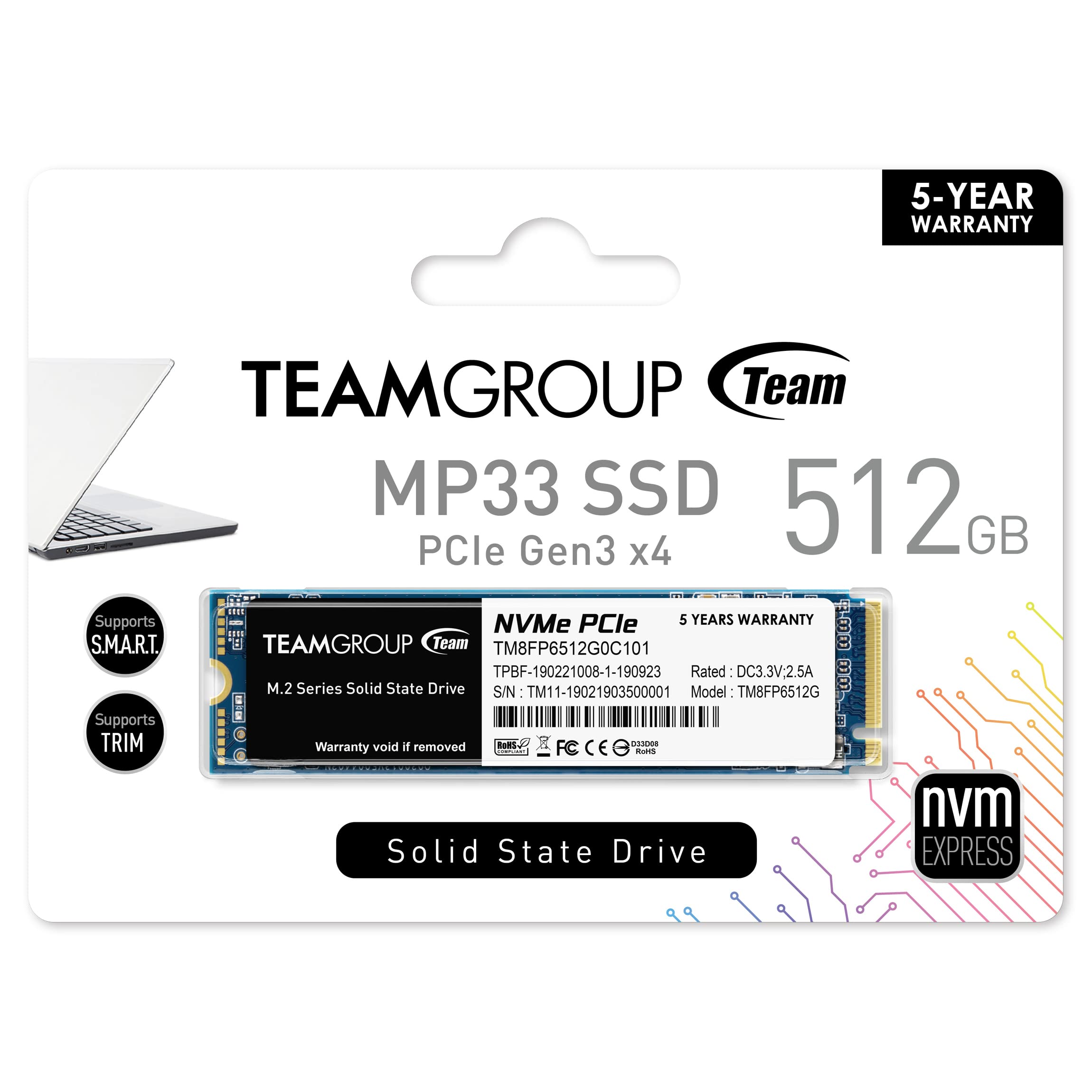 TEAMGROUP MP33 512GB SLC Cache 3DNAND TLC NVMe PCIe Gen3x4 M.2 2280 Internal SSD R/W up to 1700/1400 MB/s Compatible w/ Laptop&Desktop TM8FP6512G0C101 - Image 6