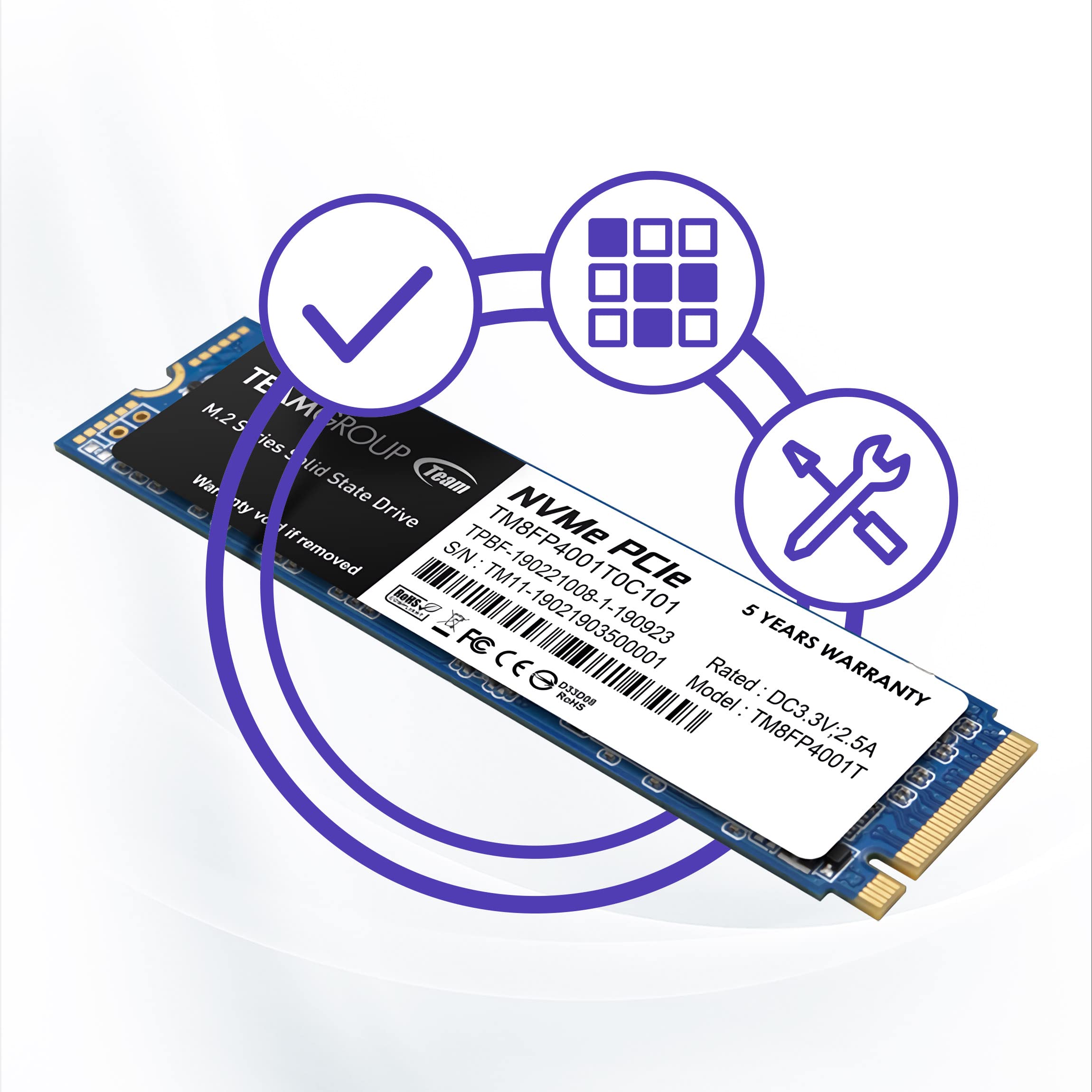 TEAMGROUP MP34 4TB with DRAM SLC Cache 3D NAND TLC NVMe 1.3 PCIe Gen3x4 M.2 2280 Internal SSD (Read/Write Speed up to 3,500/2,900 MB/s) Compatible with Laptop & PC Desktop TM8FP4004T0C101 - Image 7