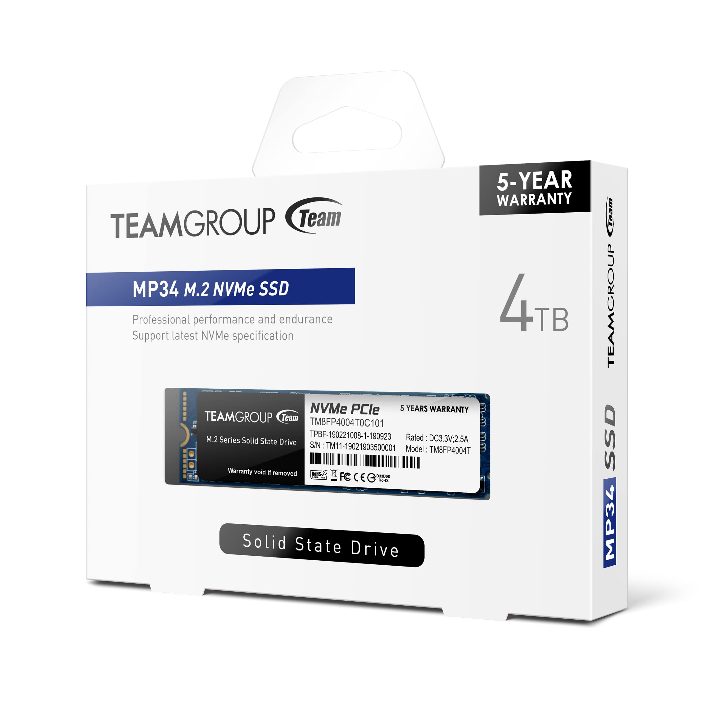 TEAMGROUP MP34 4TB with DRAM SLC Cache 3D NAND TLC NVMe 1.3 PCIe Gen3x4 M.2 2280 Internal SSD (Read/Write Speed up to 3,500/2,900 MB/s) Compatible with Laptop & PC Desktop TM8FP4004T0C101 - Image 8