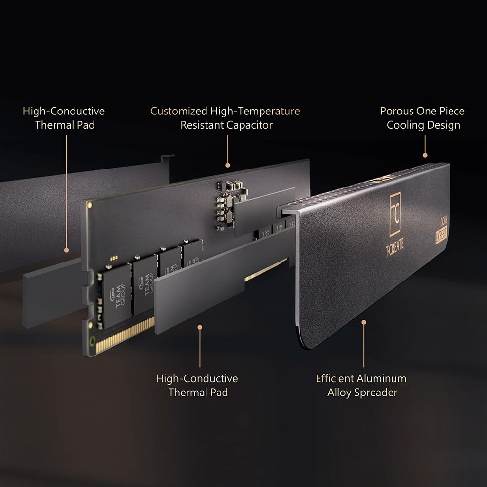 TEAMGROUP T-Create Expert CL30 Overclocking 10L DDR5 32GB Kit (2 x 16GB) 6000MHz (PC5-48000) Intel XMP 3.0 & AMD EXPO Compatible Desktop Memory Module Ram Black - CTCED532G6000HC30DC01 - Image 5