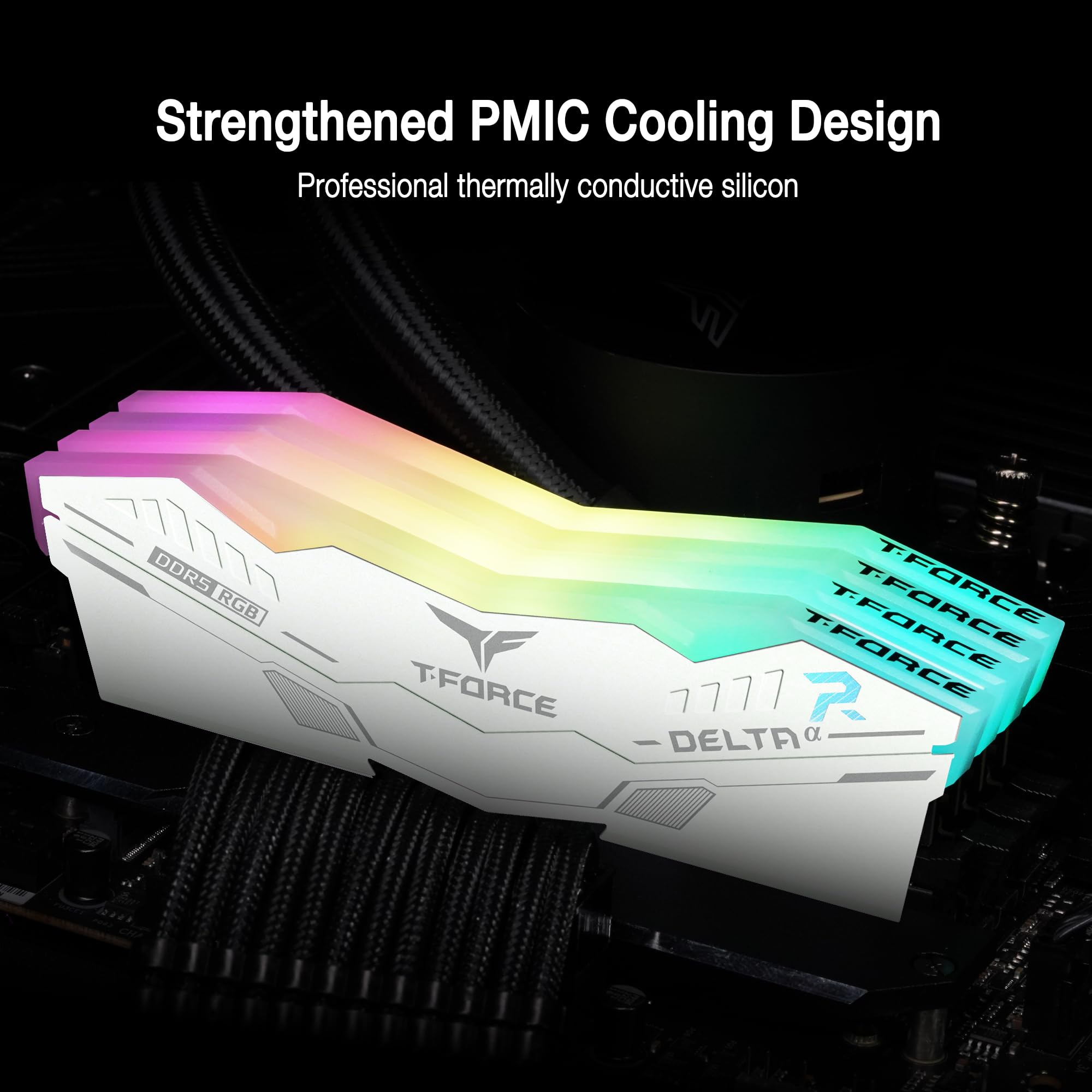 TEAMGROUP T-Force Delta Alpha RGB DDR5 Ram 32GB Kit (2x16GB) 5600MHz (PC5-44800) CL40 Intel XMP 3.0 & AMD Expo Compatible Desktop Memory Module Ram White FF8D532G5600HC40BDC01 - Image 4