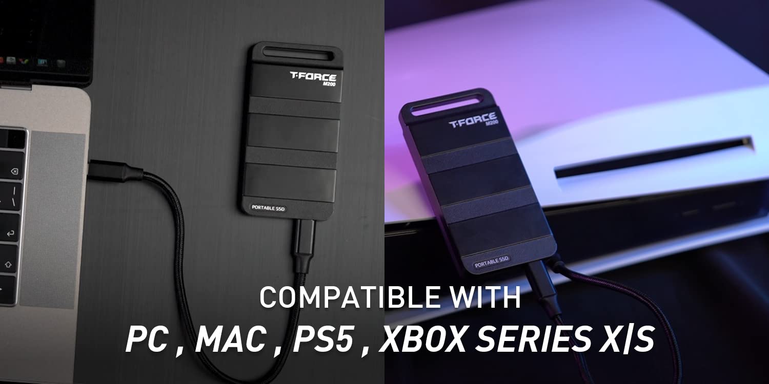 TEAMGROUP T-Force M200 Portable External SSD 2TB USB3.2 Gen2x2 Type-C Read/Write 2000MB/s Compatible with PS5 & Xbox & Chrome OS T8FED9002T0C102 - Image 7
